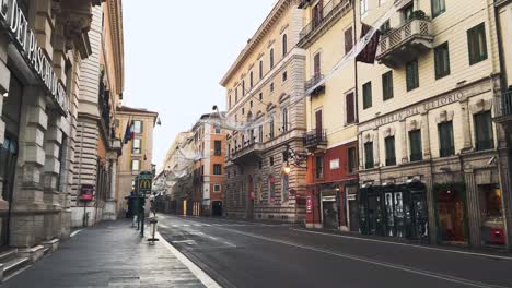 Walking-On-The-Empty-Streets-In-Rome,-Italy-When-The-Coronavirus-Outbreak-Started---trucking-shot