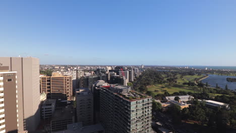 Melbourne-from-roof-top-of-Apartment-building,-Sunny-day-time,-Australia