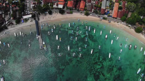 Aerial-Footage-Of-Padang-Bai-Harbor-In-Bali,-Indonesia