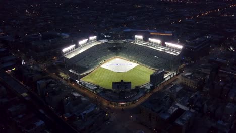 Aerial-footage-of-Wrigley-Field-in-Summer