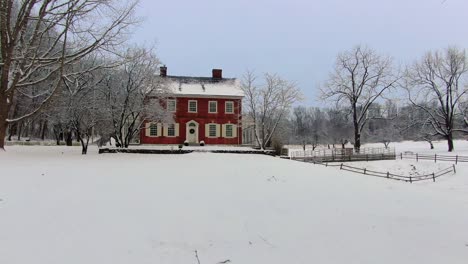 Rock-Ford-Plantation-in-Winter,-the-house-represents-one-of-the-most-beautiful-examples-of-Georgian-architecture-in-Pennsylvania-and-offers-guided-tours-to-visitors