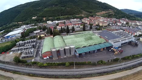 Frescobaldi-aerial-view-of-industry-vineyards,-Chianti-wine-production-company-near-Pontassieve