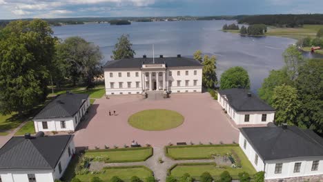 Aerial-view-of-Stjernsund-castle-outside-Askersund,-Sweden