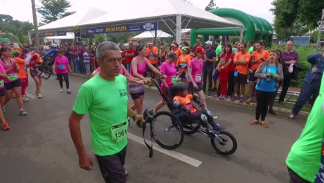 Disabled-athletes-in-wheel-chairs-getting-ready-to-compete-on-a-inclusive-marathon