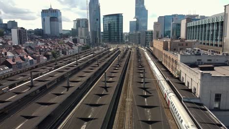 Drone-shot-of-the-north-station-in-Brussels