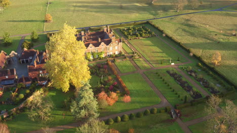 Aerial-view-of-Godinton-House-and-gardens,-Ashford,-Kent,-UK