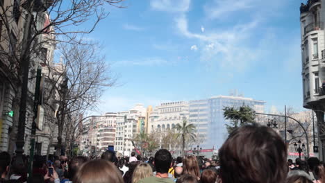 Spectators-watching-a-daytime-fireworks-show