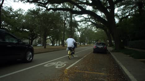 Hombre-Monta-Oro-Carril-Bici-Tráfico-Nueva-Orleans