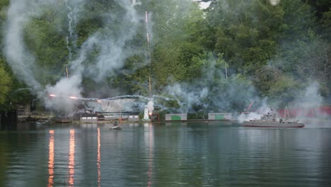 Historische-Seeschlacht-Im-Peasholm-Park.-Nachstellung-Historischer-Seeschlachten-Im-Miniaturformat.