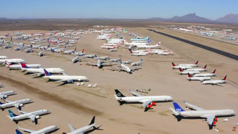 4K-aerial-of-Pinal-County-Airpark-airport-by-Tucson,-Arizona,-USA