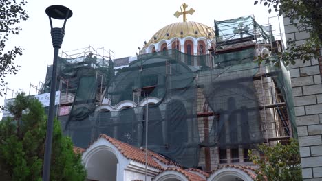 Cyril-and-Methodius-church-repair-in-Thessaloniki,-Greece