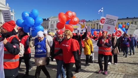 Footage-of-a-working-class-health-workers-protest-in-the-city-of-Helsinki-on-a-cold-winter-day