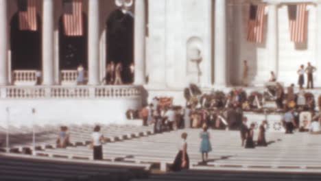 Crowds-Gather-at-Arlington-National-Cemetery-Amphitheater-on-Sunny-Day-in-1950s