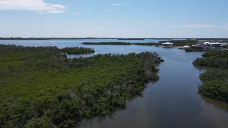 Aerial-view-of-marshes-in-Boca-Grande,-Florida