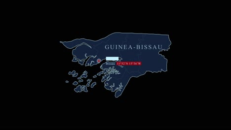 Mapa-Azul-De-Guinea-bissau-Con-La-Capital-De-Bissau-Y-Coordenadas-Geográficas-Sobre-Fondo-Negro