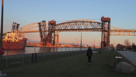 Time-lapse-video-of-large-cargo-ship-moving-towards-the-Soo-Locks-in-Sault-Ste