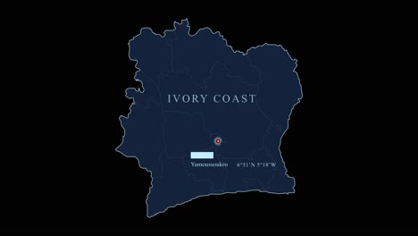 Ivory-Coast-blue-map-with-Yamoussoukro-capital-city-and-geographic-coordinates-on-black-background