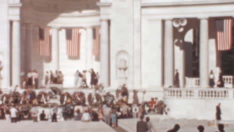 People-Gather-in-Front-of-Amphitheater-at-Arlington-National-Cemetery-in-1950s