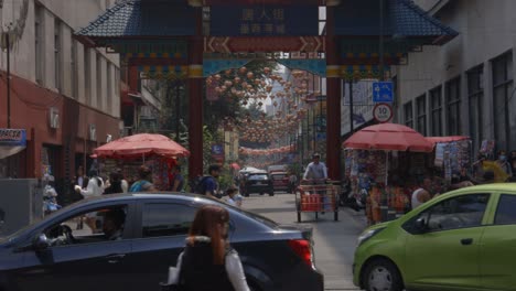 Chinese-city-in-Mexico-City-CDMX,-entrance-gate,-oriental-decorated