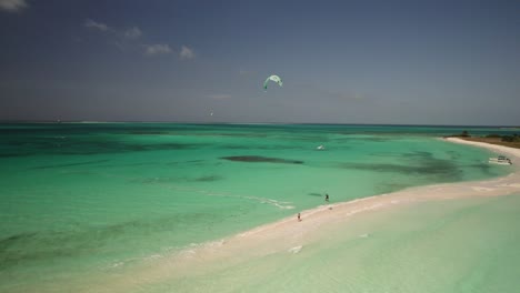 Drone-view-of-a-stunning-turquoise-beach-with-clear-waters-and-a-sandy-shore