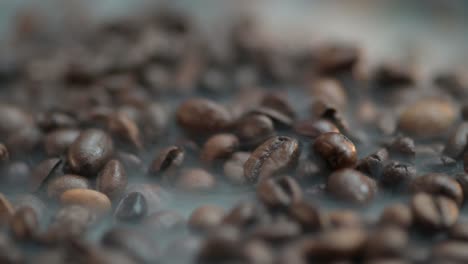 Zoom-in-to-a-steaming-coffee-beans