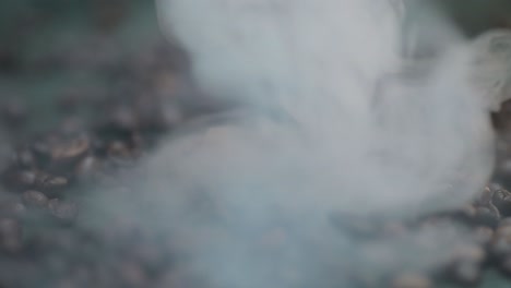 Close-up-of-a-smoke-falling-on-the-coffee-bean