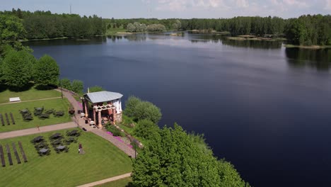 Aerial-view-of-the-small-town-of-Birin-Castle,-located-in-a-green-park