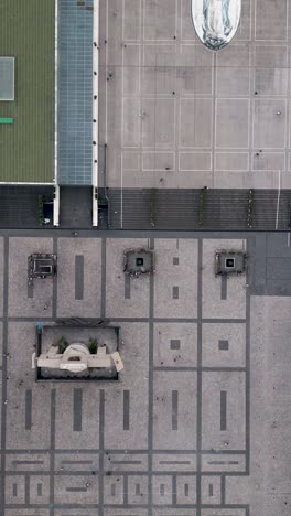 Basilica-of-Guadalupe's-atrium-from-the-sky-by-drone-in-vertical-format