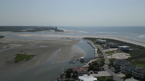 4K-Drohnenaufnahme-Einer-Bucht-In-North-Carolina-Bei-Ebbe