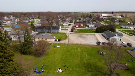 Pequeña-Ciudad-Rural-De-Cygnet,-Ohio,-Estados-Unidos,-Vista-Aérea