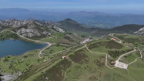 Covadonga-Lakes-In-Picos-De-Europa-Drone,aerial-High-Angle