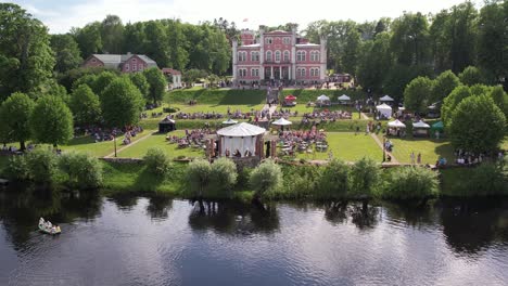 Aerial-view-of-the-small-town-of-Birin-Castle,-located-in-a-green-park