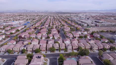 Aerial-View-of-American-Model-Homes-in-Residential-Neighborhood-of-Las-Vegas,-Nevada-USA