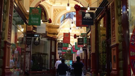 Iconic-Block-Arcade-on-Collins-Street,-a-historic-shopping-arcade-in-the-City-of-Melbourne,-Victoria,-Australia,-a-rich-history-that-dates-back-to-the-grandeur-of-the-Victorian-era