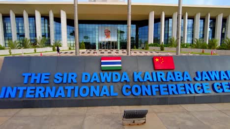 Sir-DK-Jawara-conference-centre-lettering-closeup-pan-right-to-left