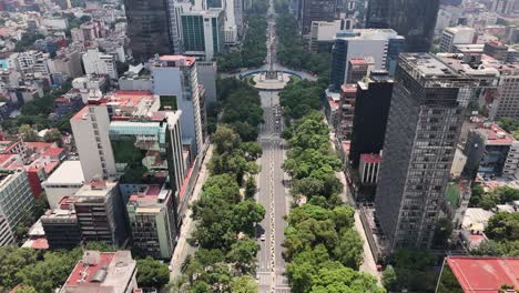 Aerial-View-Of-Paseo-De-La-Reforma-On-A-Sunny-Day,-Cdmx