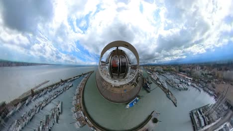 Extreme-Wide-Angle-Slow-Motion-Shot-of-Ferris-Wheel-of-Rimini,-Italy