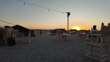 Sunset-view-time-lapse-from-Agafay-desert-bedouin-camp-in-Morocco