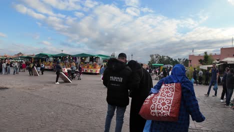 Jemaa-el-Fnaa,-Main-Square-and-Market-Place,-Marrakech-during-the-day