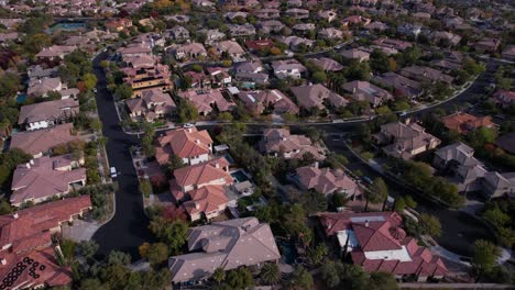 Drone-Shot-of-American-Homes,-Summerlin-Residential-Neighborhood-of-Las-Vegas,-Nevada-USA