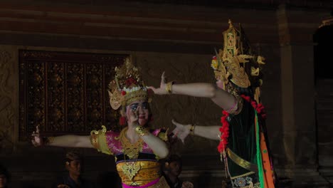 A-theatrical-performance-depicting-a-scene-from-the-Ramayana-epic-on-the-island-of-Bali,-Indonesia