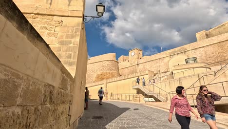 Overlooking-the-famous-Citadel-in-Victoria,-Gozo,-Malta,-capturing-the-grandeur-and-historical-significance-of-this-iconic-landmark