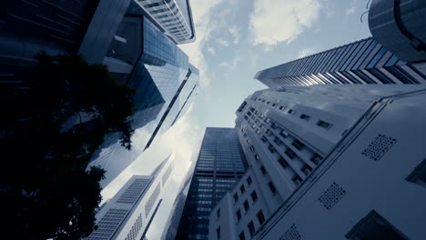 Abstract-slow-motion-looking-up-driving-through-the-business-district-in-Singapore