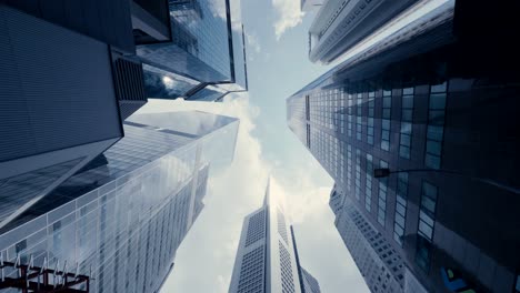 Abstract-slow-motion-looking-up-driving-through-the-business-district-in-Singapore