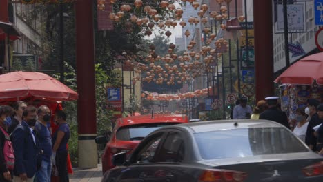 Chinese-neighbourhood,-oriental-decoration-in-Mexico-City-CDMX,-day-time