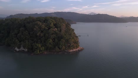 sunrise-on-malaysia-tropical-peninsula-Langkawi,-peaceful-ocean