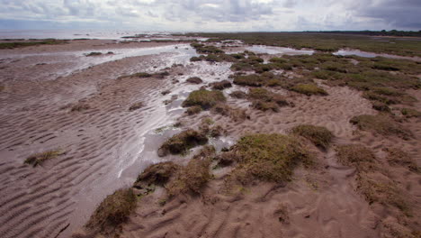 Extra-Wide-shot-of-the-beach-at-Theddlethorpe,-Dunes,-National-Nature-Reserve-at-Saltfleetby