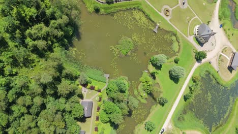 Latvian-Nature-Area-in-the-Middle-of-the-Forest-With-Artificially-Created-Islands,-Ponds-and-Hills