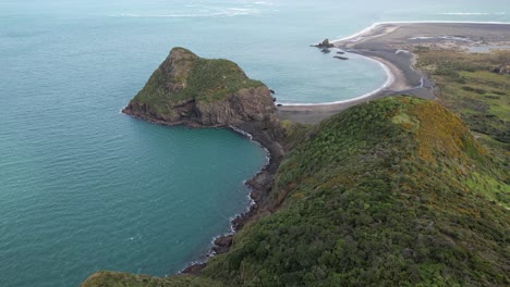 Aerial-View-Of-Paratutae-Island-In-New-Zealand---Drone-Shot