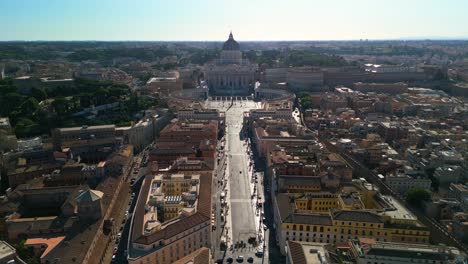 Drone-Orbits-Above-Famous-Road-Leading-to-St-Peter's-Basilica-and-Vatican-City